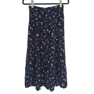 Vintage 90s Sag Harbor Floral Button Front Midi Skirt Size S Fairy Grunge Y2K